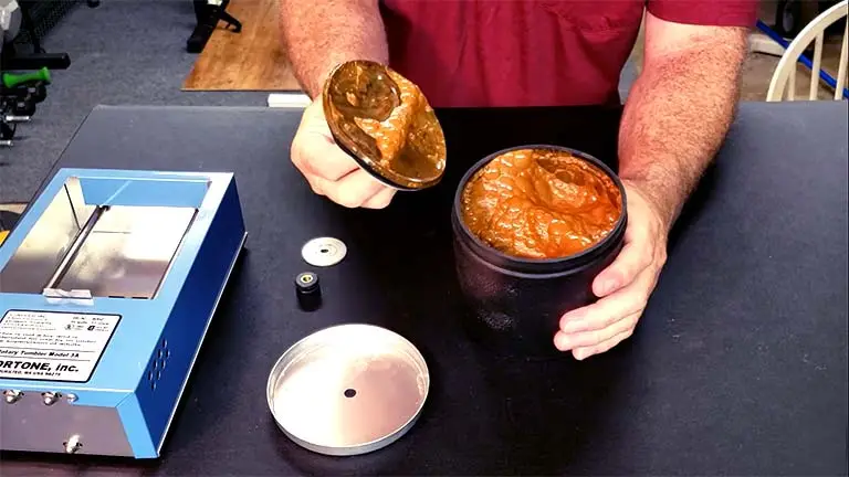 cleaning coins in a rock tumbler