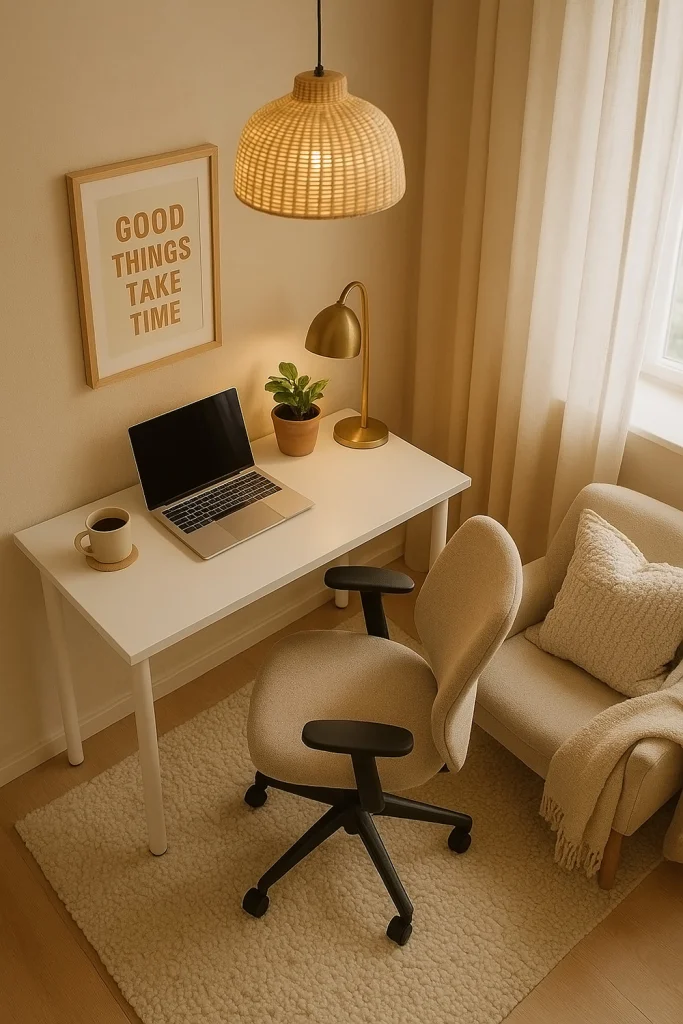 Compact Minimalist Office with Stylish Storage Solutions