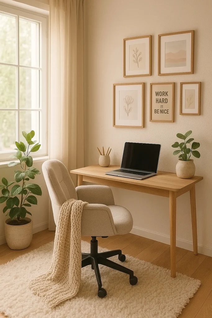 Cozy and Inviting Office with Soft Textures
