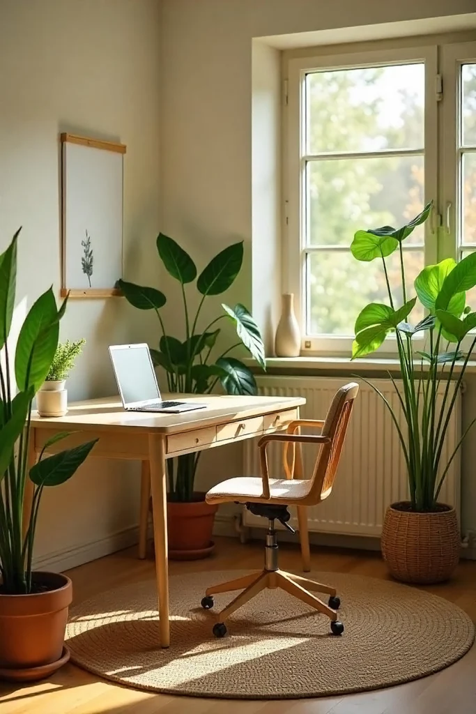Serene Office Space with Nature-Inspired Design