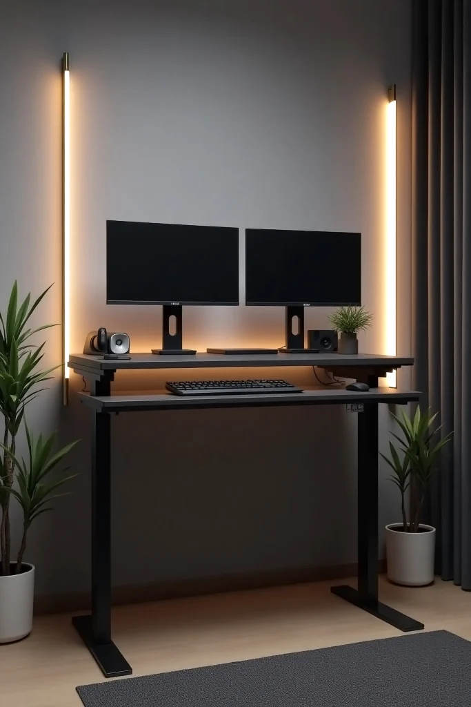 Minimalist Standing Desk Setup With Tech-Savvy Style