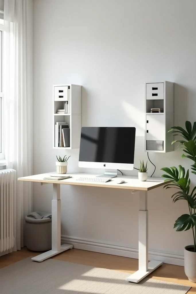 Space-Saving Minimalist Standing Desk Setup for Small Homes