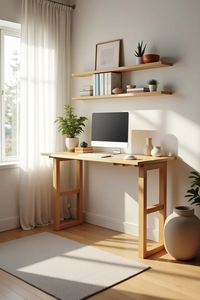 Warm Minimalist Standing Desk Setup You’ll Fall in Love With