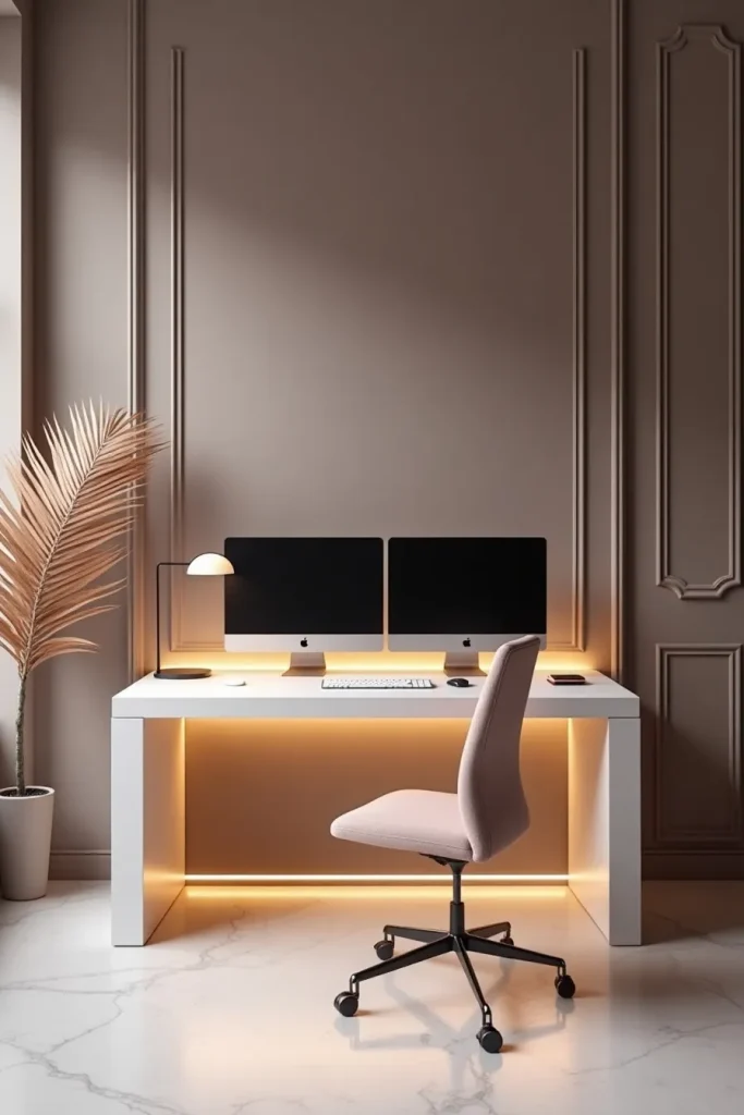 Minimalist Feminine Tiny Office Space Ideas with a High-Tech Edge