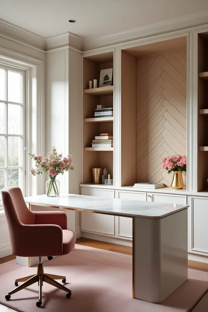 Stunning Minimal Feminine Content Creator Desk Setup