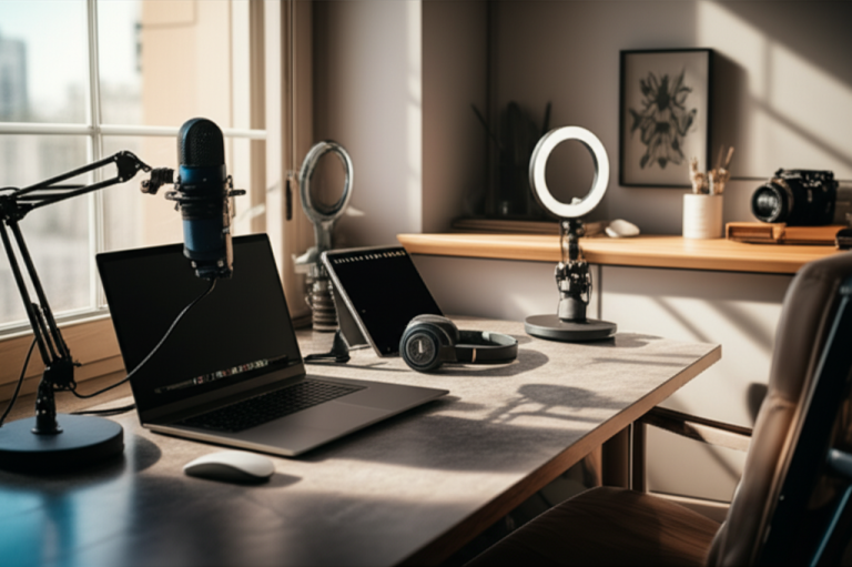 Creative Small Space Content Creator Desk Setup: Genius Essential