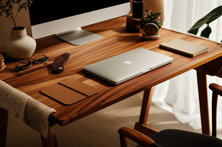 Natural Wood Elements In Boho Desks: Essential Charm