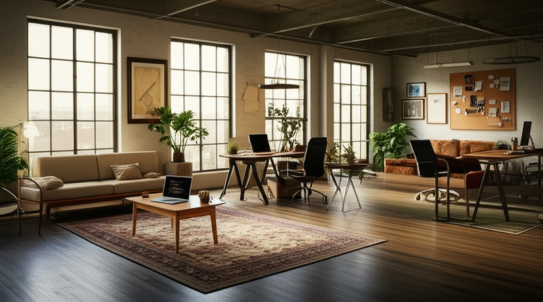 Open Concept Eclectic Office Layouts: Essential Genius