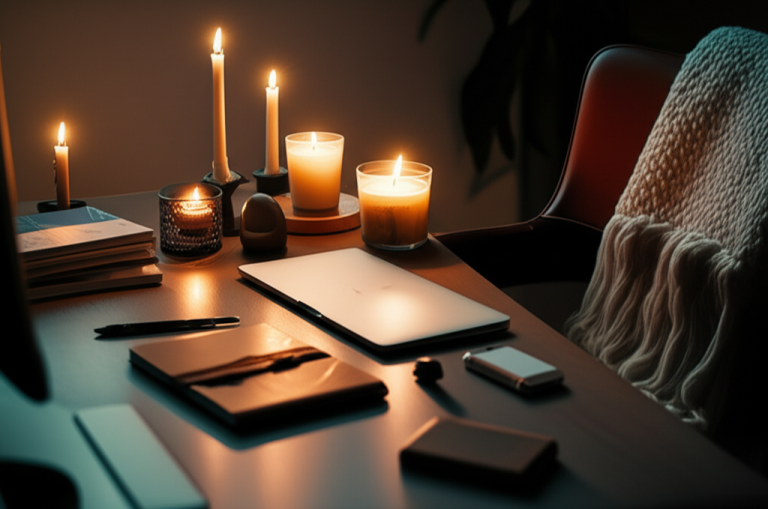 Candlelit Home Office Vibes: Essential Study Glow