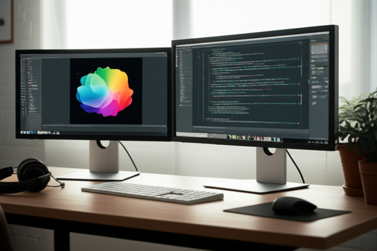 Dual Screen Layout For Creative Work: Essential Genius