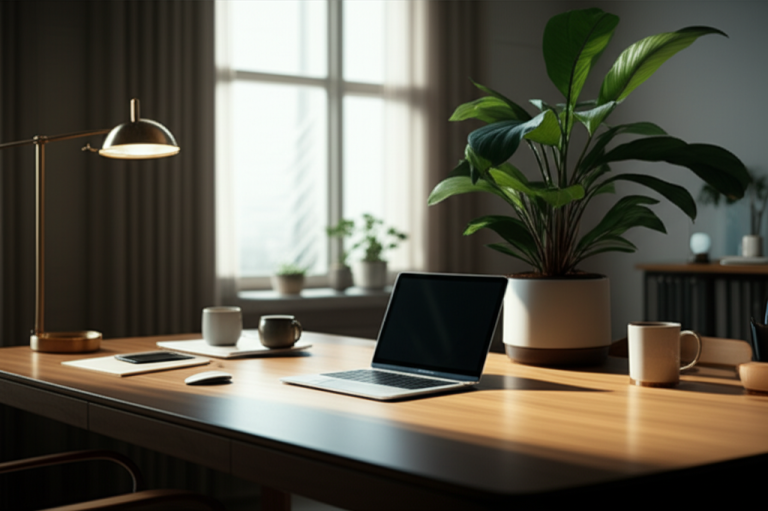Office Desk With Plant Aesthetic: Essential Green Style