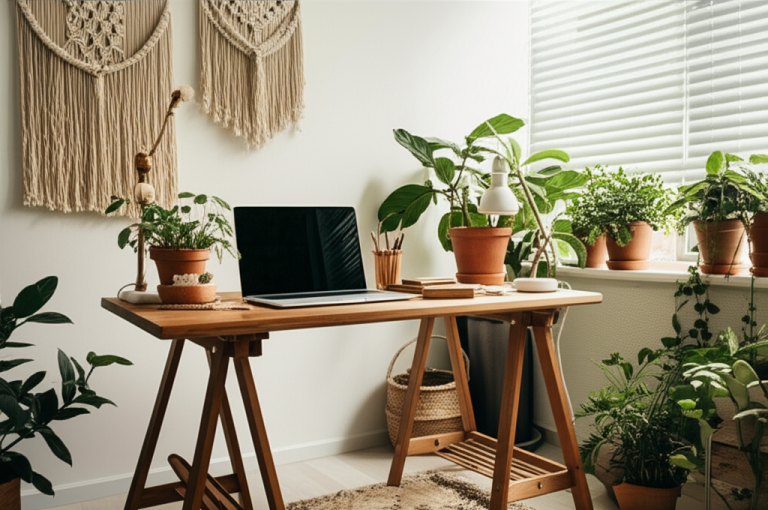 Boho Office Space With Greenery: Essential, Stunning